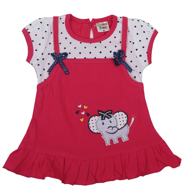 NammaBaby Premium Baby Girl's Hosiery Cotton Cartoon Print Frock Dresses