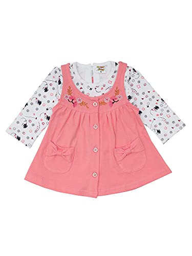 NammaBaby Premium Baby Girls Full Sleeves Frock with Pant Baby Girl's Cotton Frock with Leggings, Frill Frock - Pack of 1