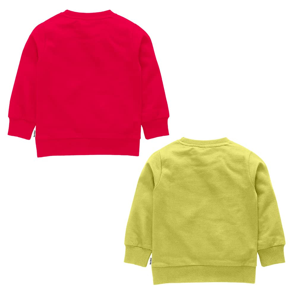 NammaBaby Girls Cotton Round Neck Sweatshirt Red-Yellow (pack of 2)