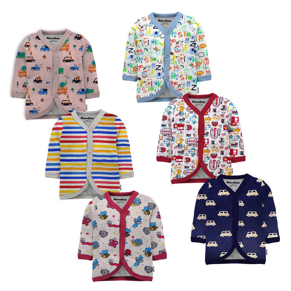 Baby Boy's & Baby Girl's Full Sleeves NewBorn Jhabla Vest T-Shirt (Set of 6)
