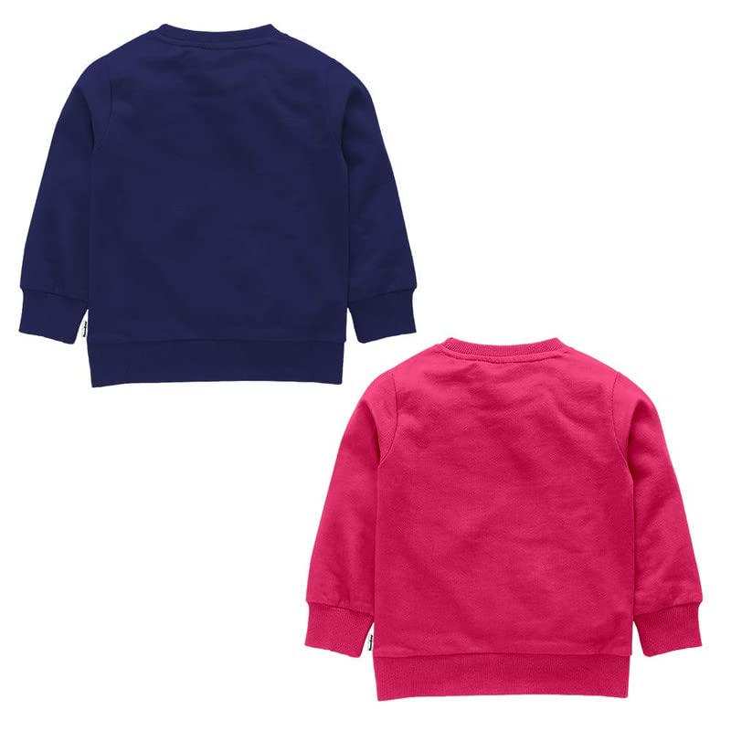 NammaBaby Girls Cotton Round Neck Sweatshirt Pink Navy Blue ( Pack of 2)