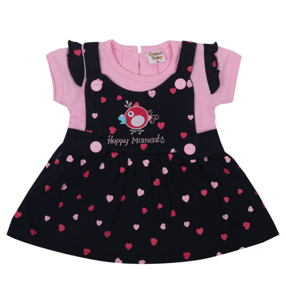 NammaBaby Baby Girl's Cotton Cap Sleeves Little Heart Printed Frock Dresses