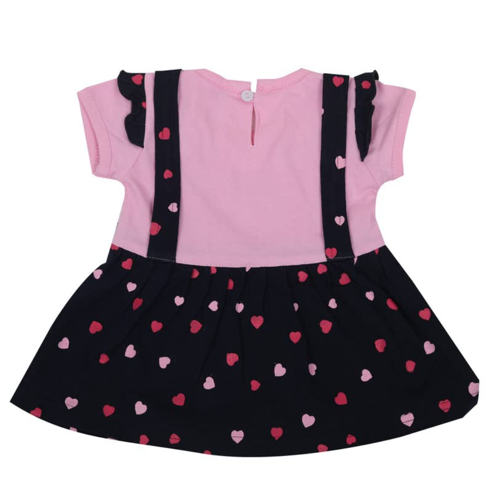 NammaBaby Baby Girl's Cotton Cap Sleeves Little Heart Printed Frock Dresses