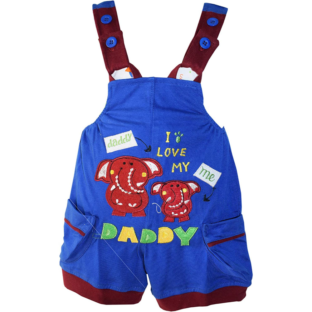 Premium Dungaree with Short Sleeves T-Shirt I Love Daddy Embroidery Design