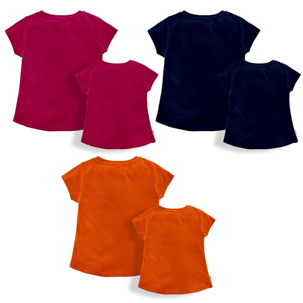 NammaBaby Girl TShirt Tees Top Pink Orange Navy (Pack of 3)