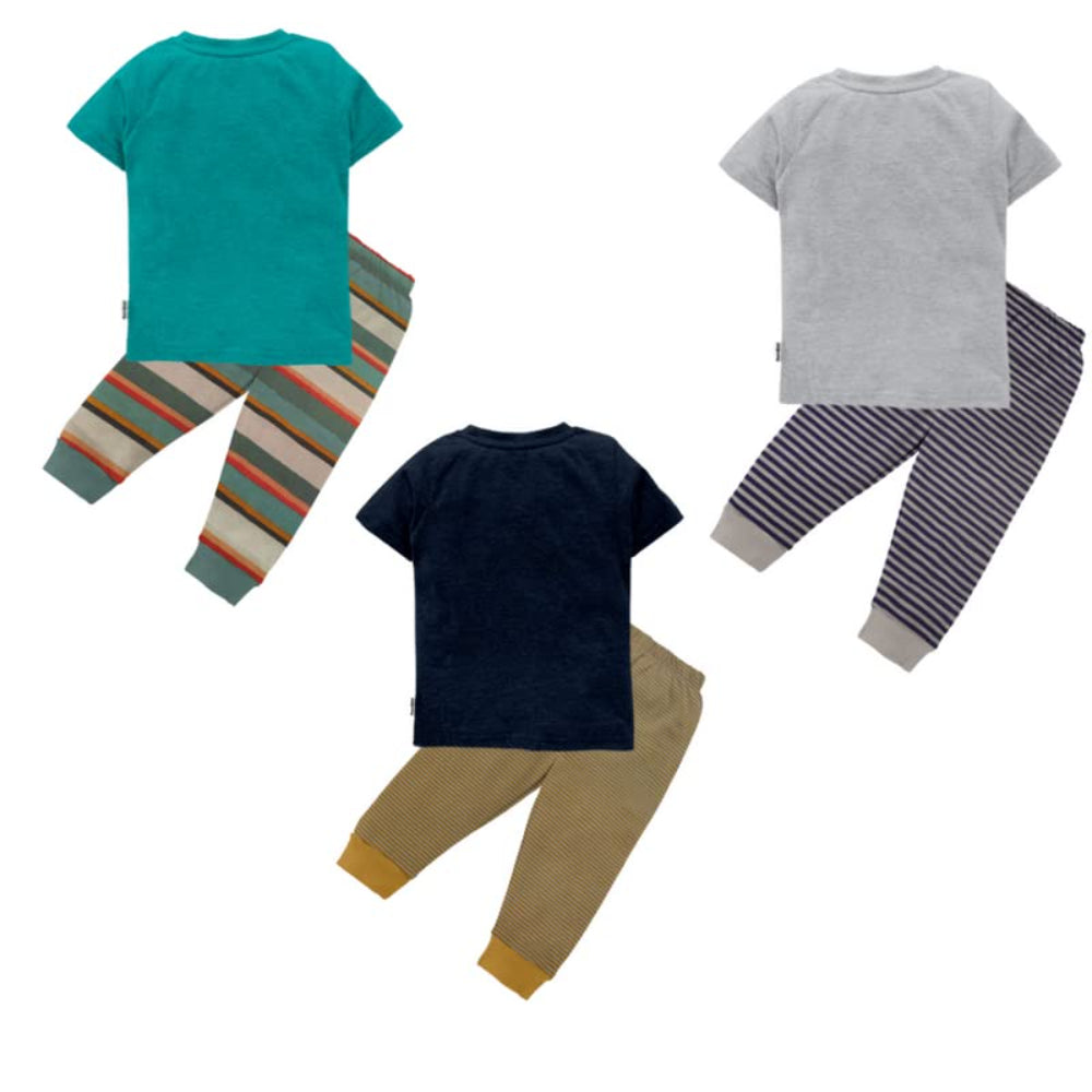 Boys Cotton Top and Pyjama Set in Cool Color Combo Pack