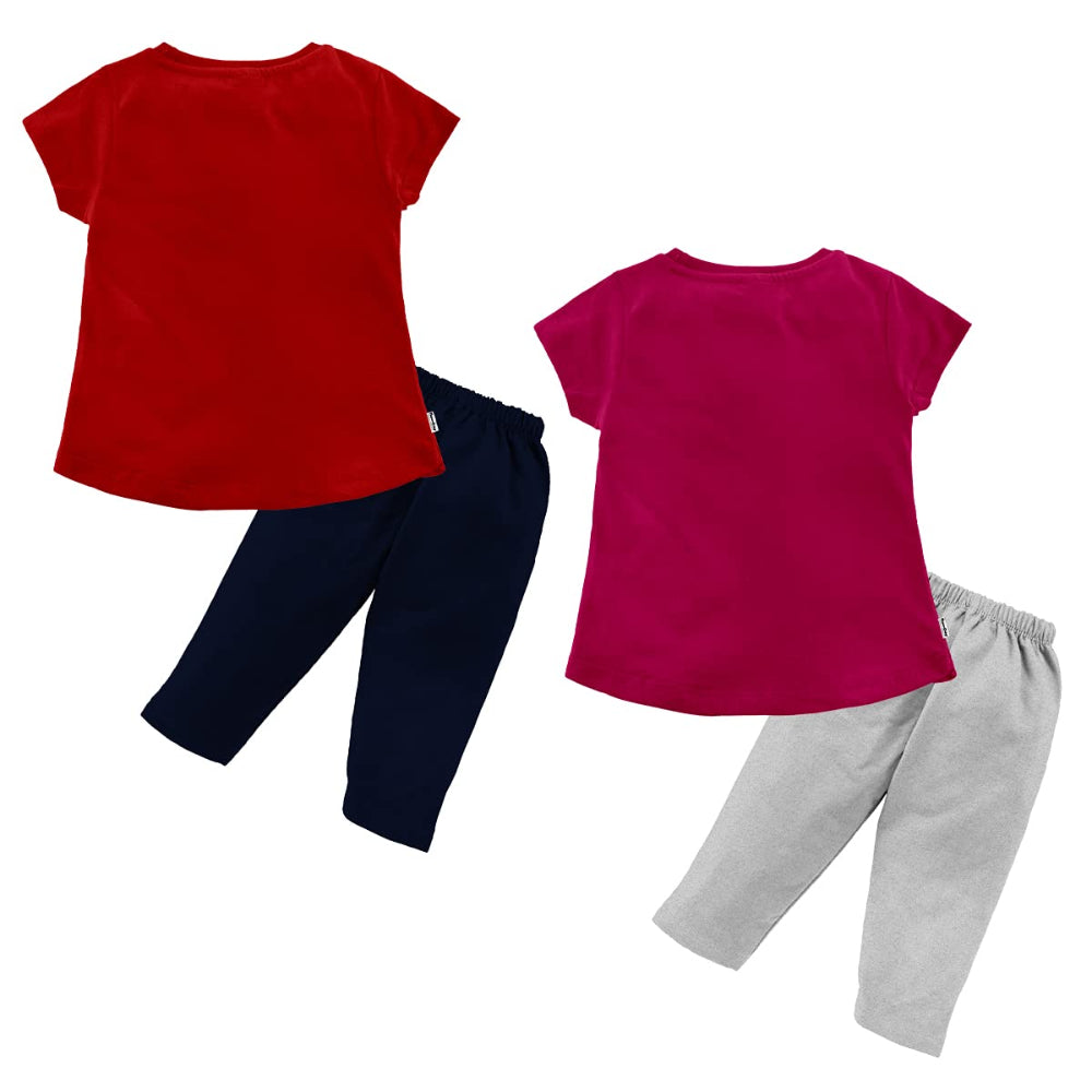 Girl's T-Shirt Regular Fit Capri Pant Set / Night Suit for Girls