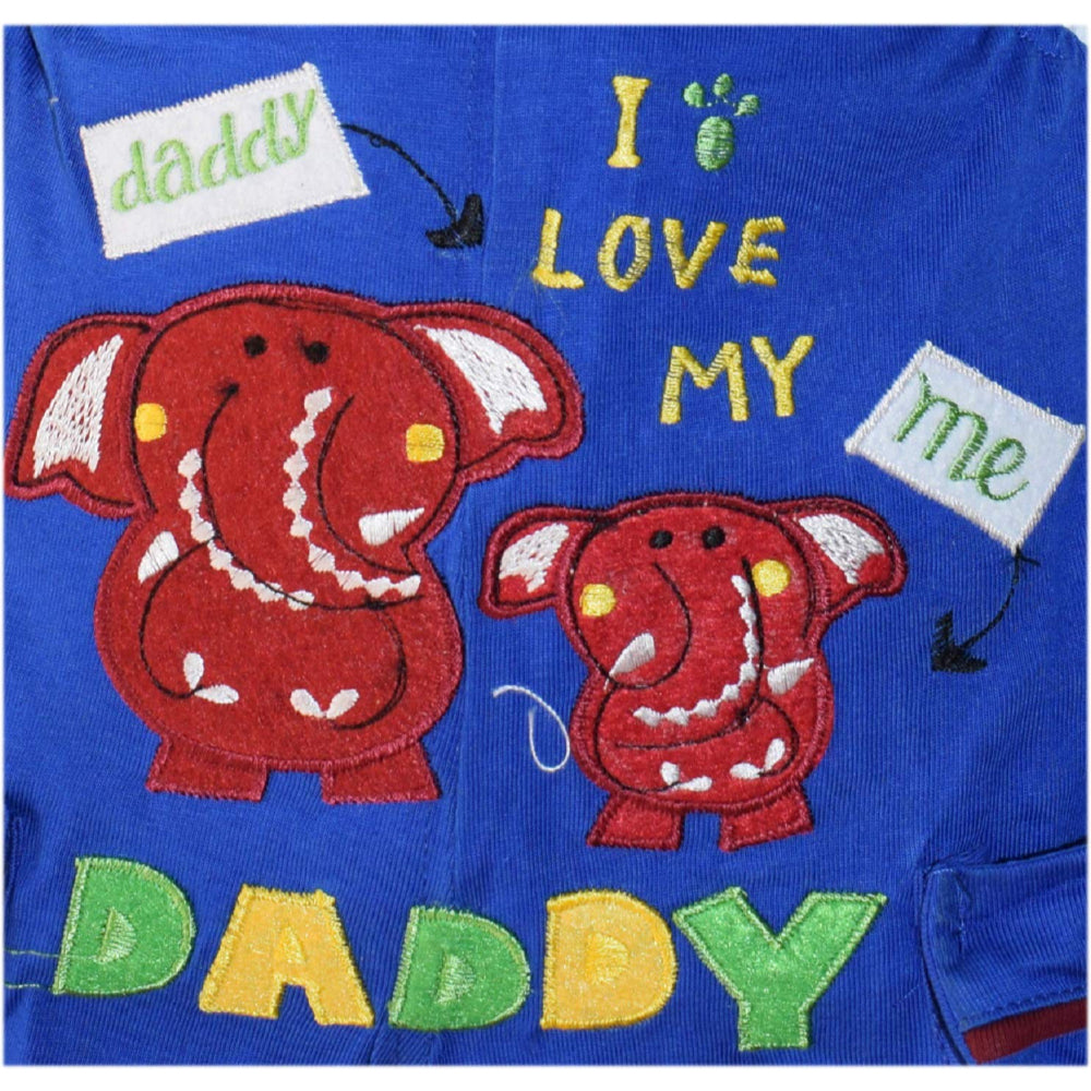 Premium Dungaree with Short Sleeves T-Shirt I Love Daddy Embroidery Design