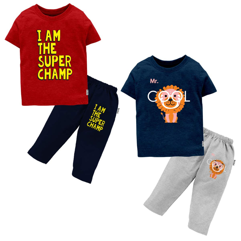 Premium Boy's Cotton Half Sleeves T-Shirt and Shorts Boys Top and Bottom Set/Tshirt-Shorts with Pocket (Combo of 2)