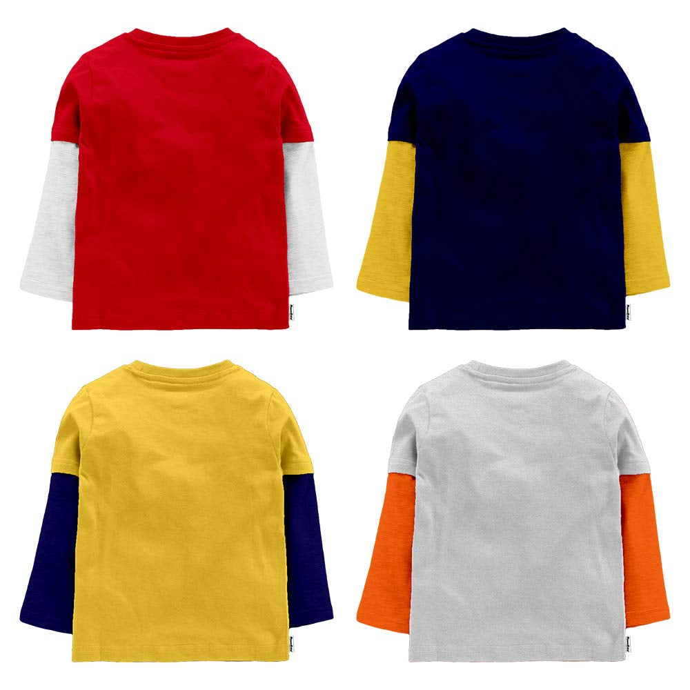 Hosiery Cotton Double Sleeves Printed Boys' T-Shirt - Pack of 4