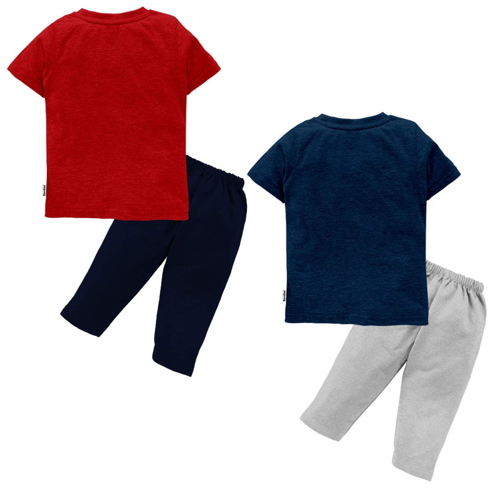 Premium Boy's Cotton Half Sleeves T-Shirt and Shorts Boys Top and Bottom Set/Tshirt-Shorts with Pocket (Combo of 2)