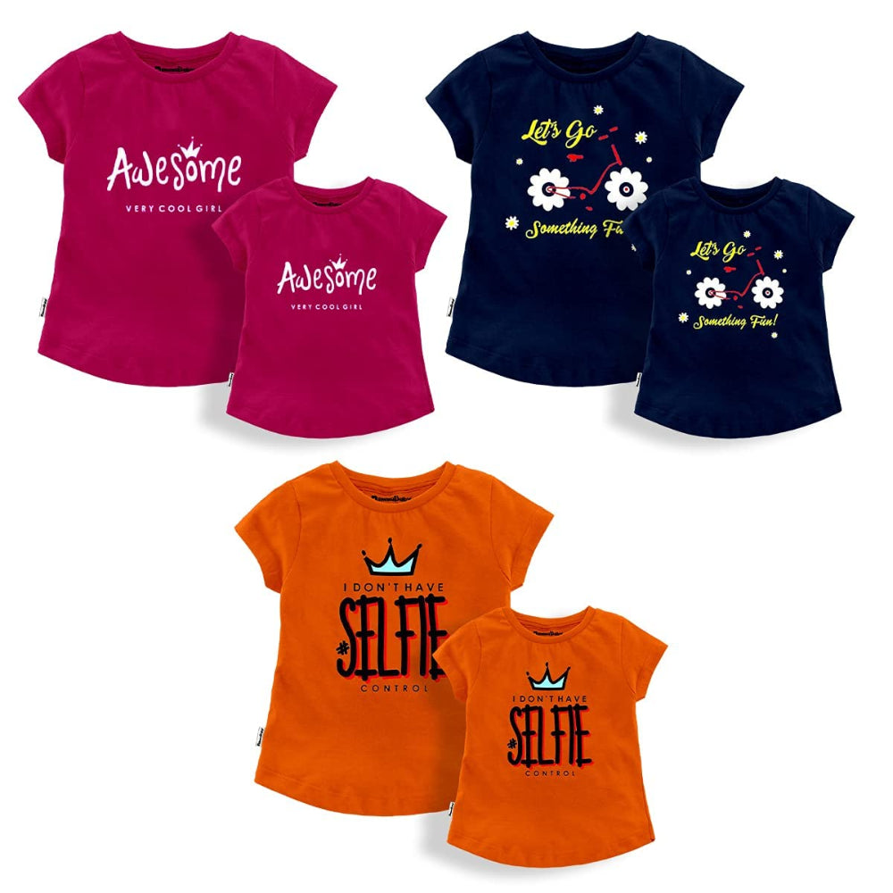 NammaBaby Girl TShirt Tees Top Pink Orange Navy (Pack of 3)