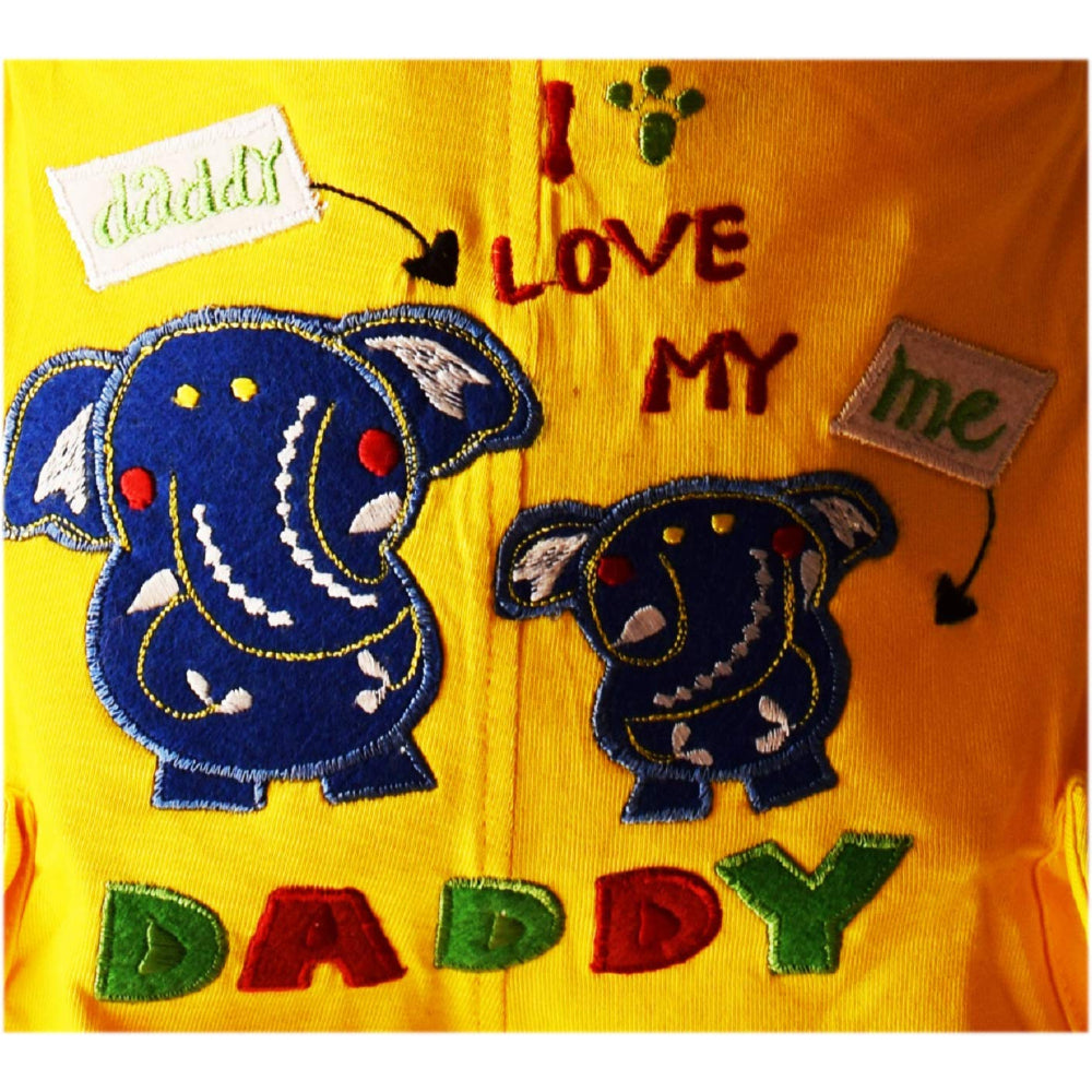 Premium Dungaree with Short Sleeves T-Shirt I Love Daddy Embroidery Design