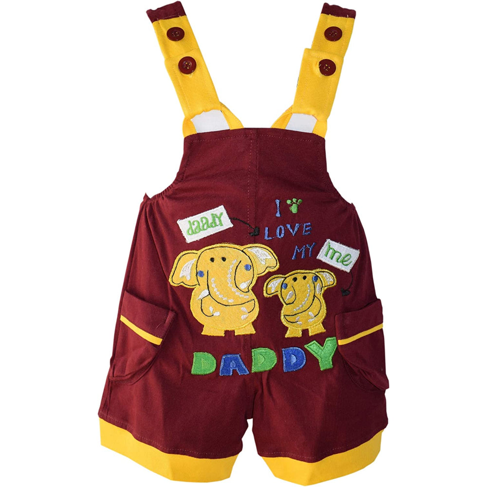 Premium Dungaree with Short Sleeves T-Shirt I Love Daddy Embroidery Design