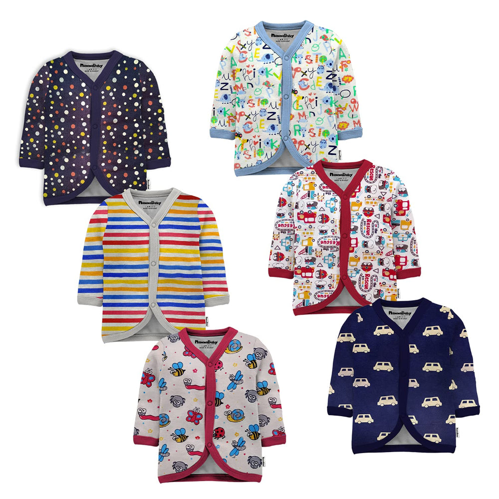Baby Boy's & Baby Girl's Full Sleeves NewBorn Jhabla Vest T-Shirt (Set of 6)