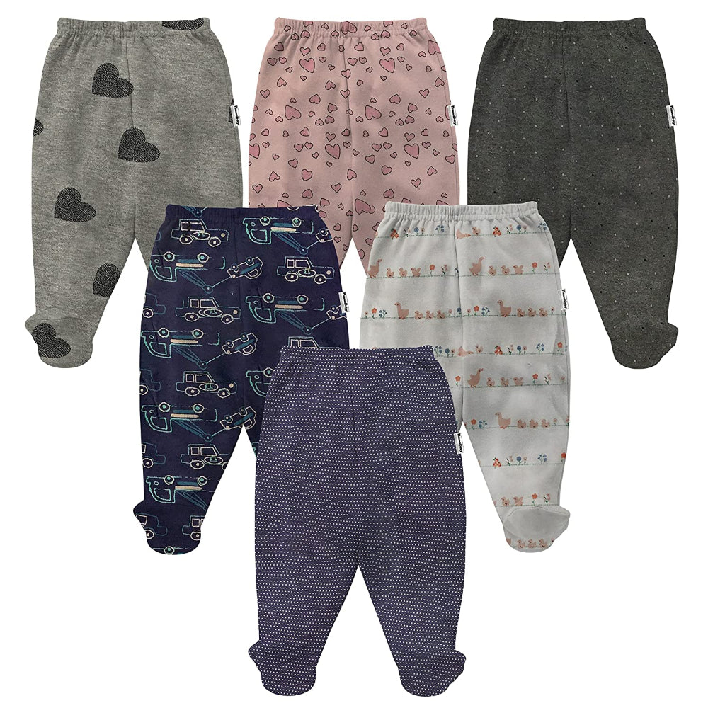 Unisex Assorted Printed Pajama Leggings with Booties (Pack of 6)