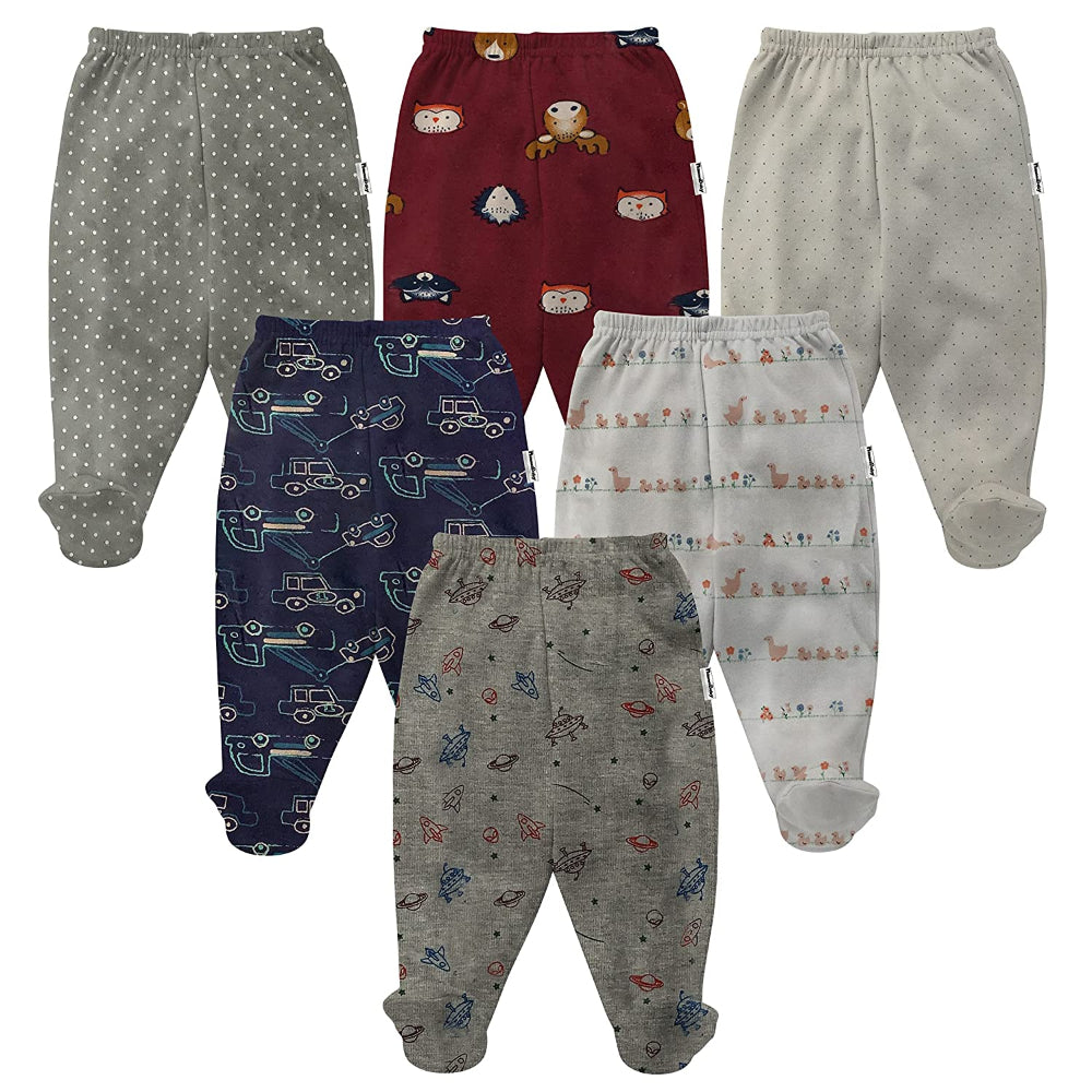 Unisex Assorted Printed Pajama Leggings with Booties (Pack of 6)