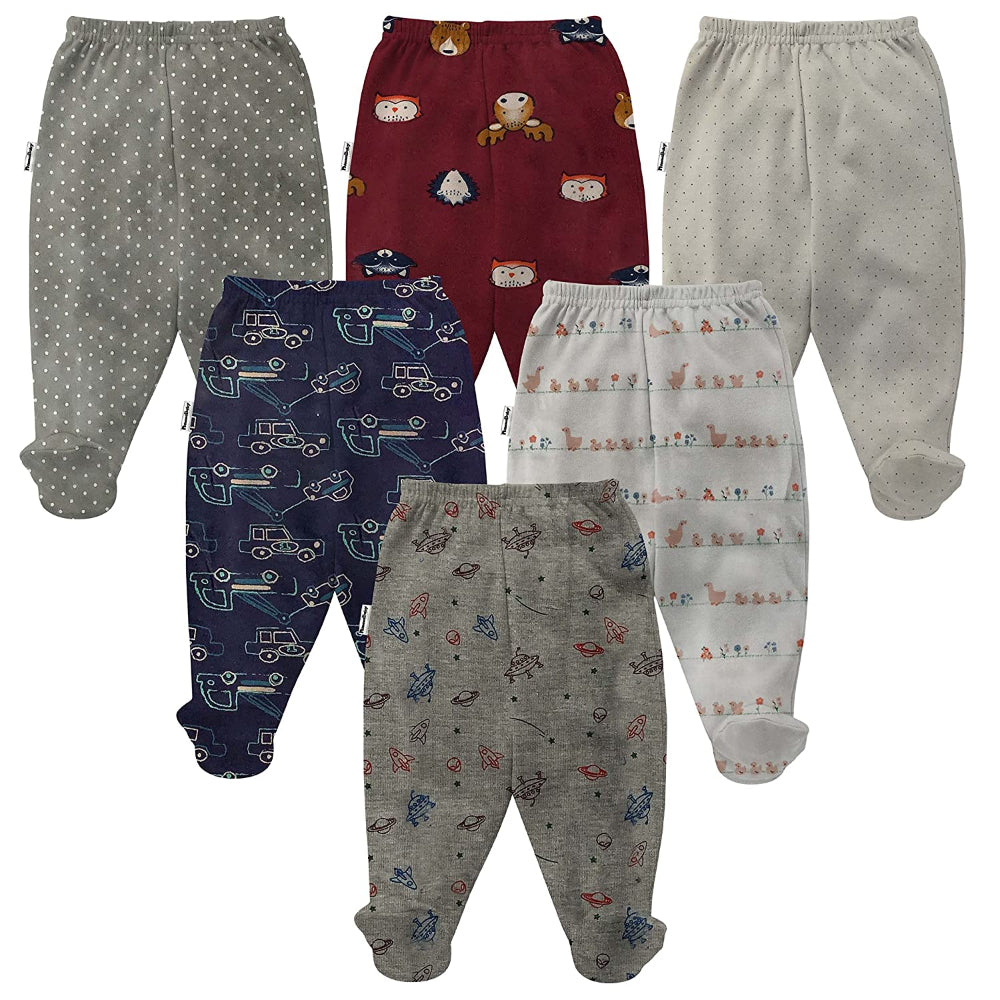 Unisex Assorted Printed Pajama Leggings with Booties (Pack of 6)