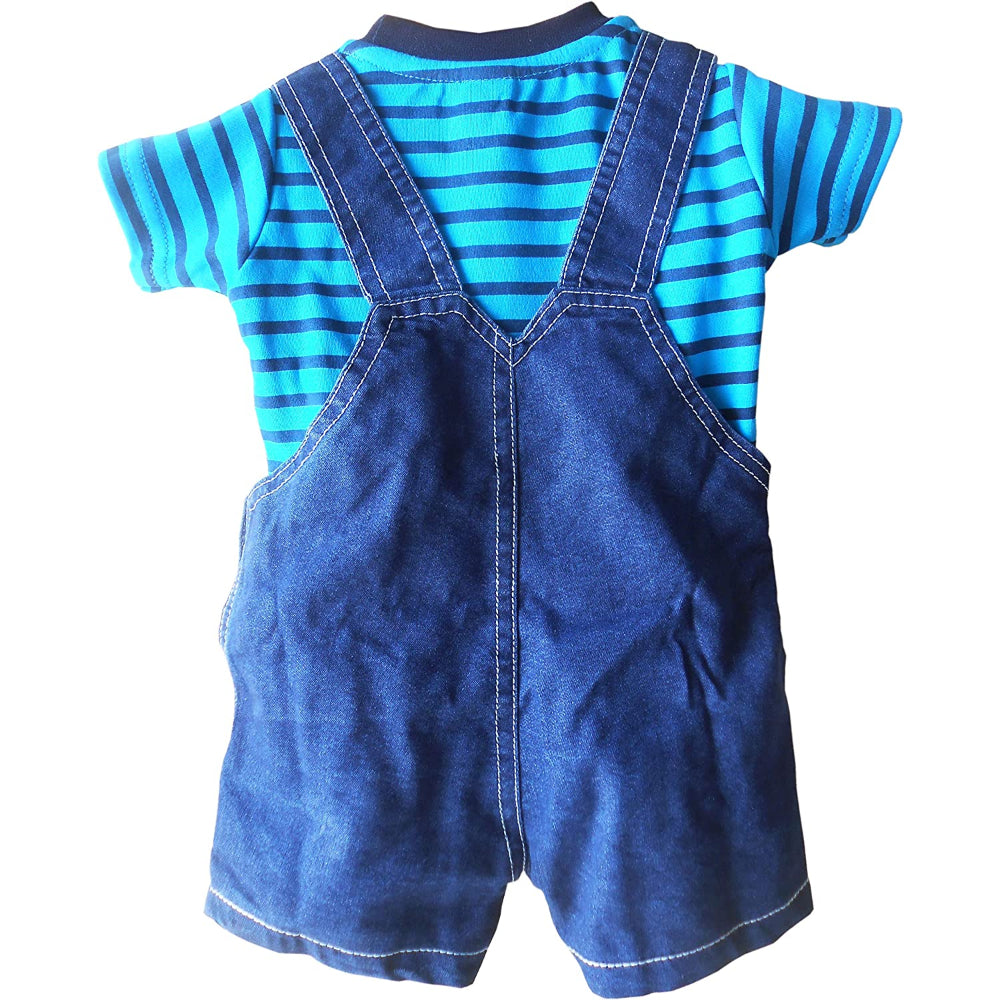 Premium Dungaree with Short Sleeves T-Shirt We are Playing Teddy's Print Dungaree Shorts