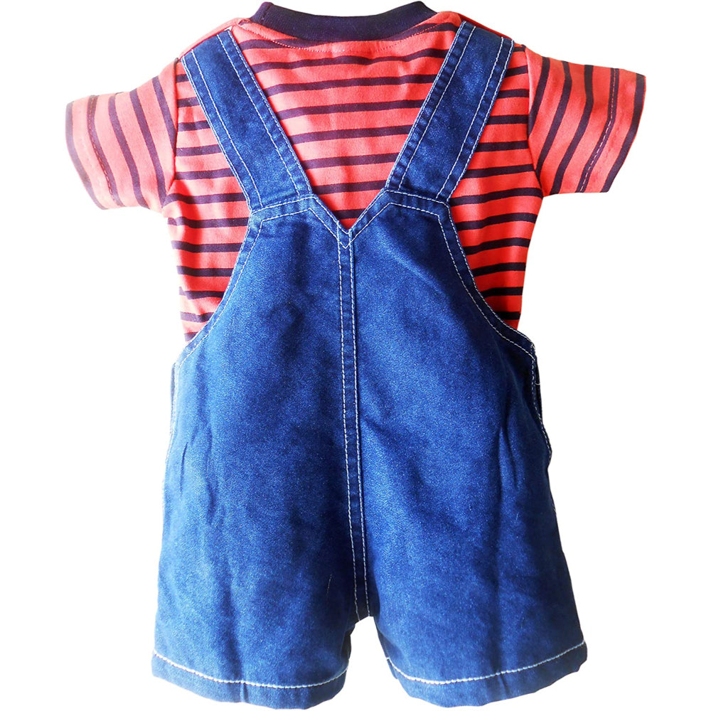 Premium Dungaree with Short Sleeves T-Shirt We are Playing Teddy's Print Dungaree Shorts