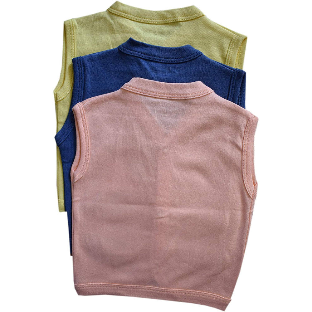 NewBorn Baby 100% Soft Hosiery Cotton Sleeveless Jhabla Set T-Shirt - Assorted Prints Pack of 6
