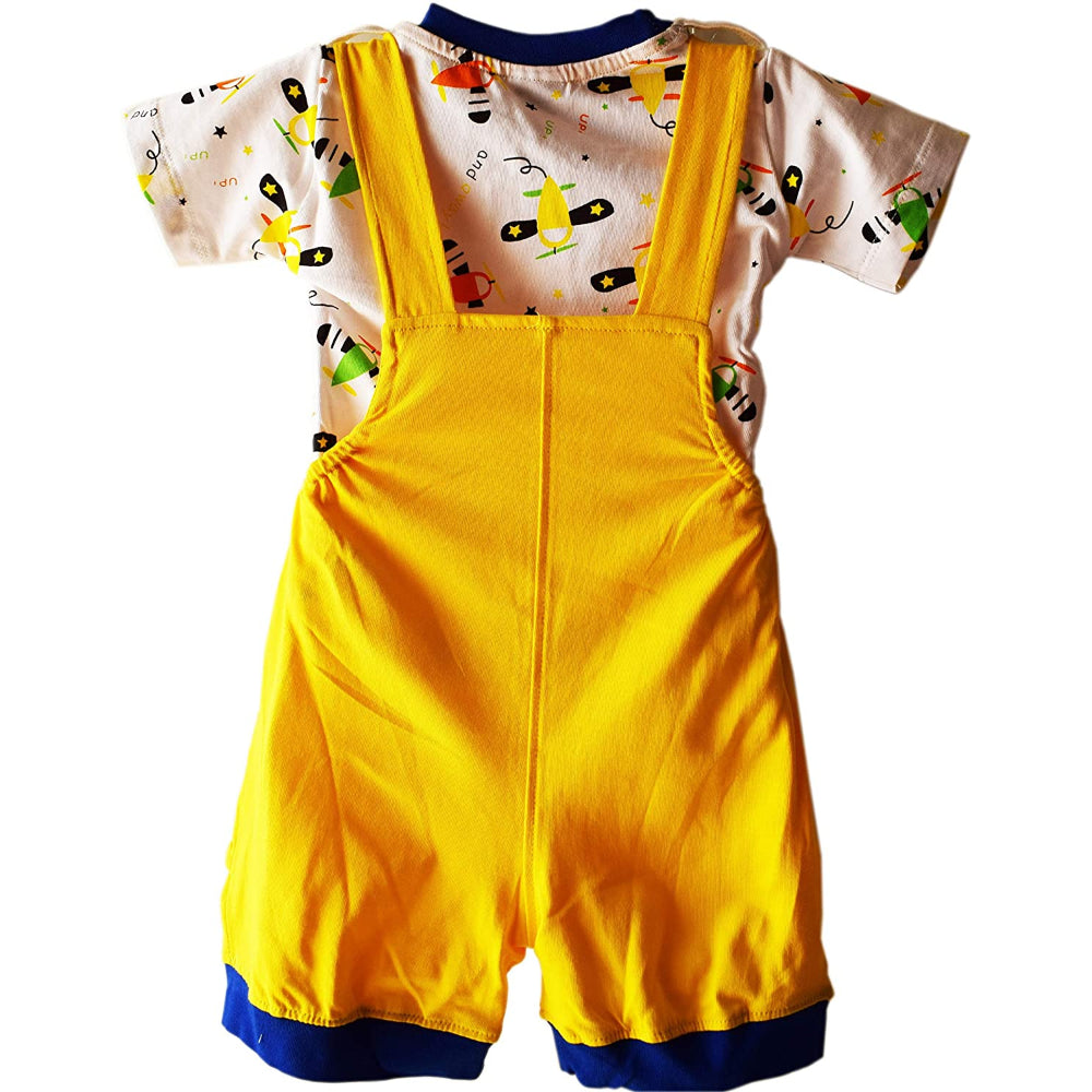 Premium Dungaree with Short Sleeves T-Shirt I Love Daddy Embroidery Design