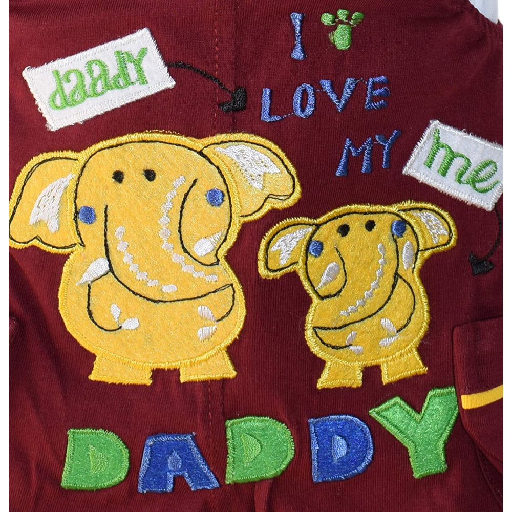 Premium Dungaree with Short Sleeves T-Shirt I Love Daddy Embroidery Design