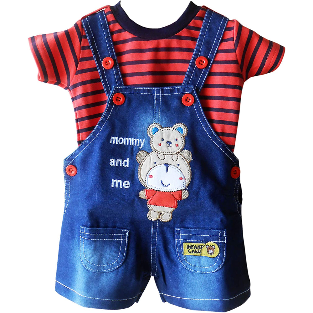 Premium Dungaree with Short Sleeves T-Shirt Mommy and Me Print Dungaree Shorts